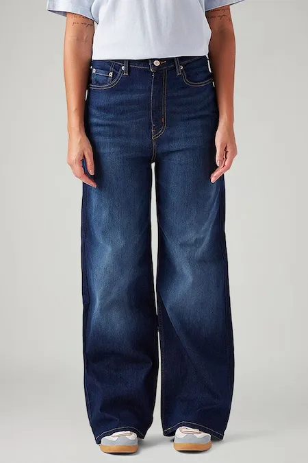 Medium Blue Solid Loose Fit Jeans
